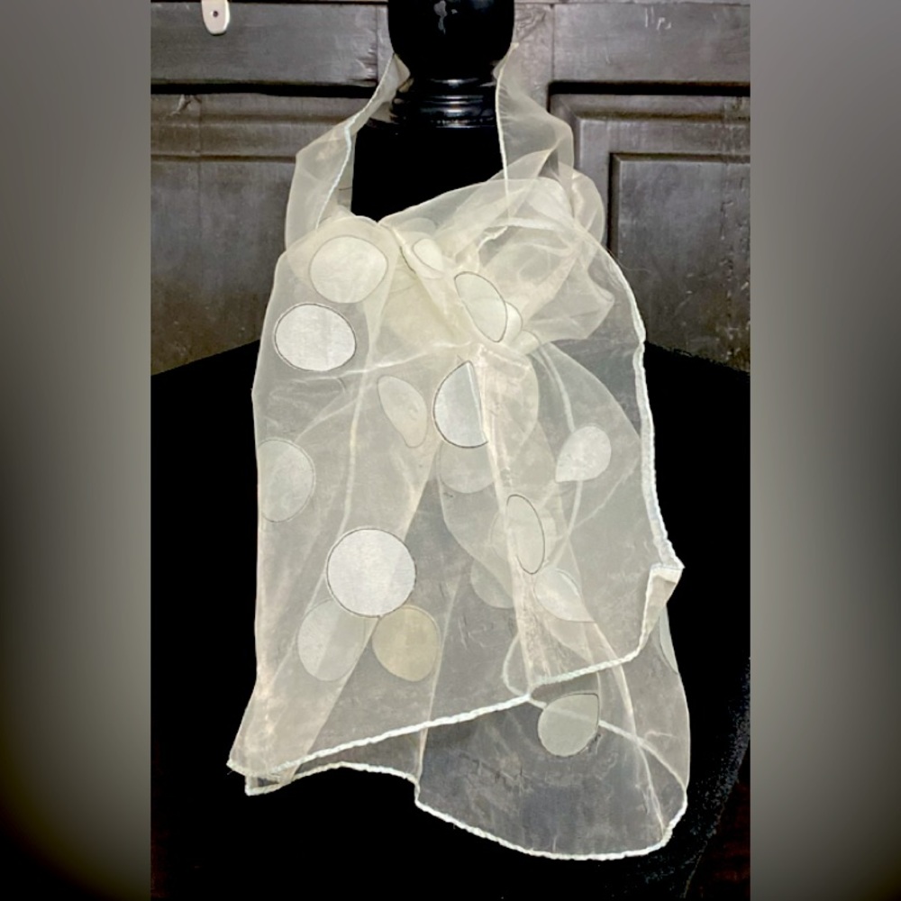 Vintage translucent/ blueish lined polka dots scarf